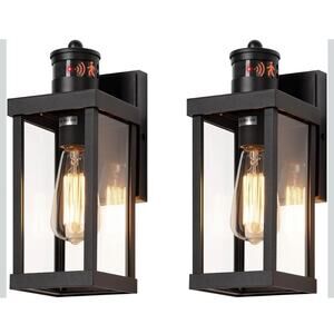 NEW Mirrea 12" Outdoor Motion Sensor Wall Lights 2-Pack - Dusk to Dawn Matte...